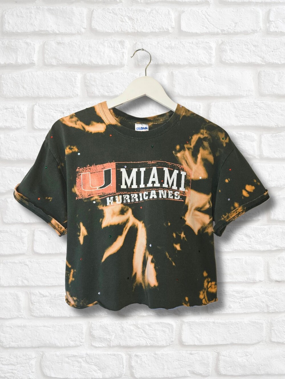 Miami Hurricanes Crop Top W/Rhinestones
